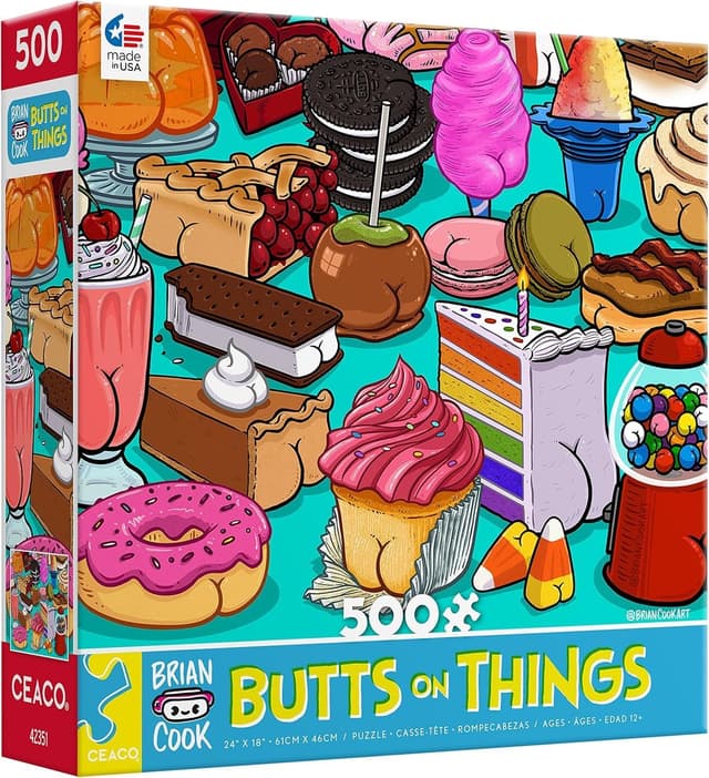 Detalle de Ceaco Brian Cook Butts on Things Sweet Cheeks 500-Piece Jigsaw Puzzle