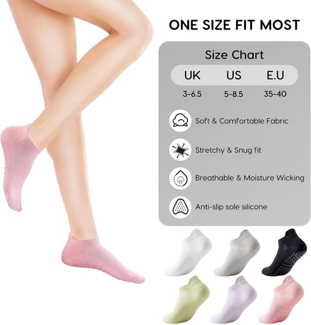 Detalle 2 de Dzpuhuojz Calcetines Pilates antideslizantes 6 pares