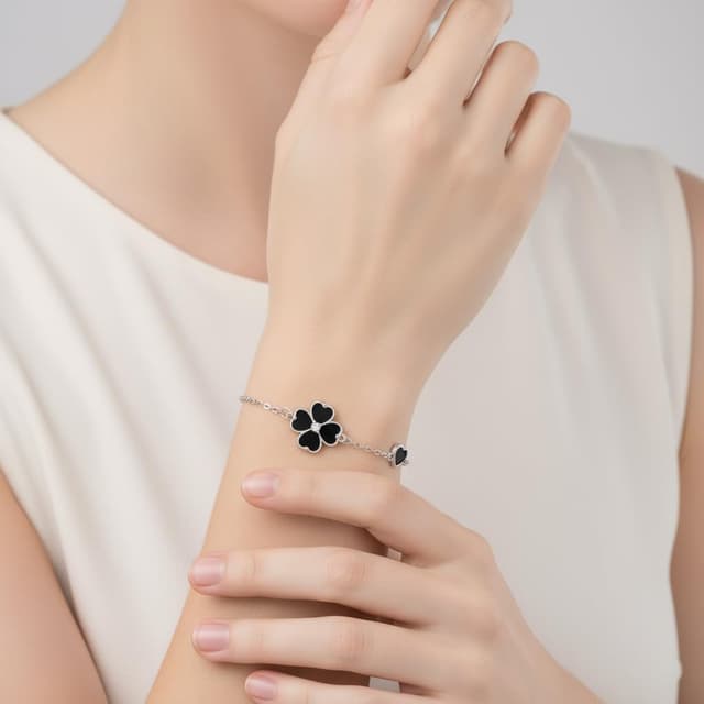 Detalle 2 de Yinsen Kleeblatt-Armband Damen aus 925 Sterling Silber (glücksbringe) in Geschenkbox