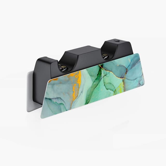 Detalle de playvital Turquoise Marble Effect Full Set Skin Decal for PS5 Disc Edition (console, controller & accessories)