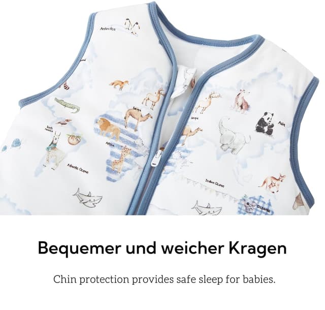 Detalle de Chilsuessy Baby Schlafsack mit Füßen im 2er-Set (2,5 Tog) – Ganzjahres-Schlafsack für Kinder, 85–95 cm