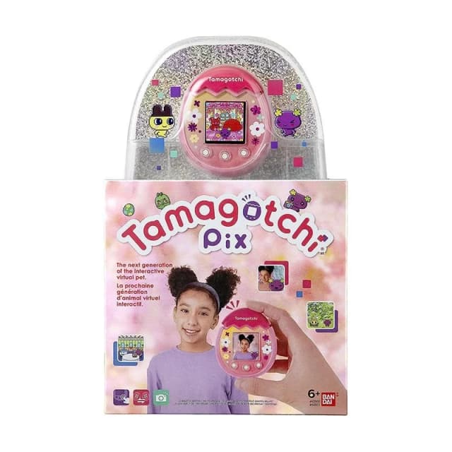 Detalle de Bandai Tamagotchi Pix Rosa: mascota virtual con cámara integrada y fotos