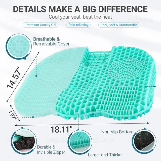 Thumbnail 5 de Firhuza Gel Seat Cushion 46 x 37 x 5 cm