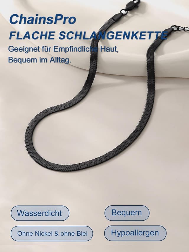 Detalle de ChainsPro Halskette Flache Schlangenkette 3mm/5mm