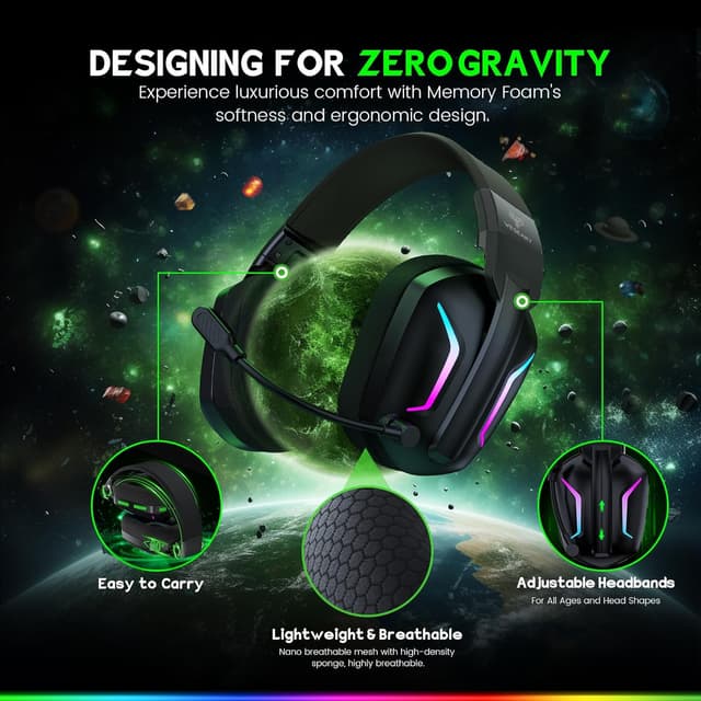 Thumbnail 4 de WESEARY WG1 Gaming-Headset mit 50‑Stunden Akkulaufzeit