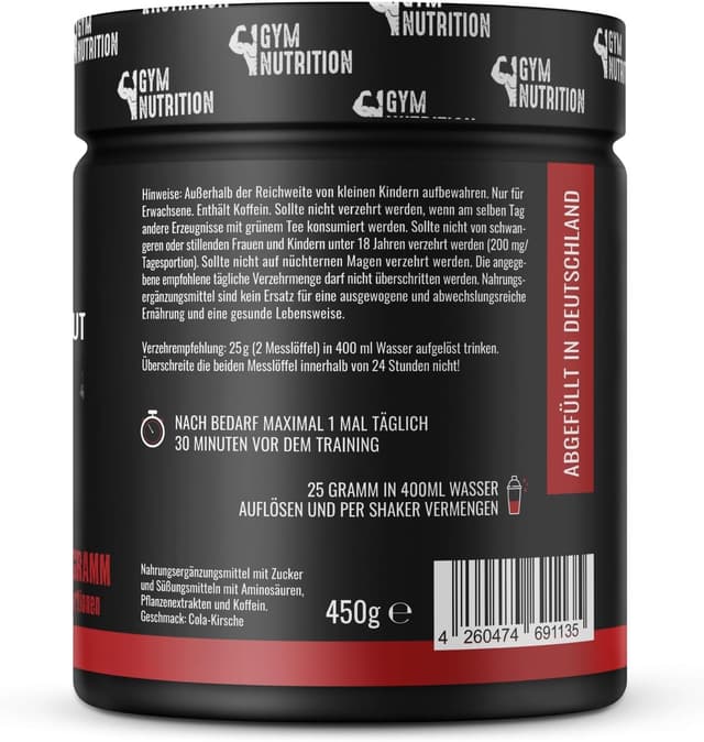 Detalle 2 de FATALITY Pre Workout Booster 450 g Cola Kirsch