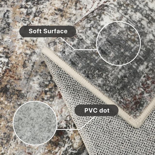 Detalle 2 de BEIMO waschbarer Kurzflor-Teppich für Wohnzimmer & Schlafzimmer (160×230 cm), schwarz mit Farbverlauf