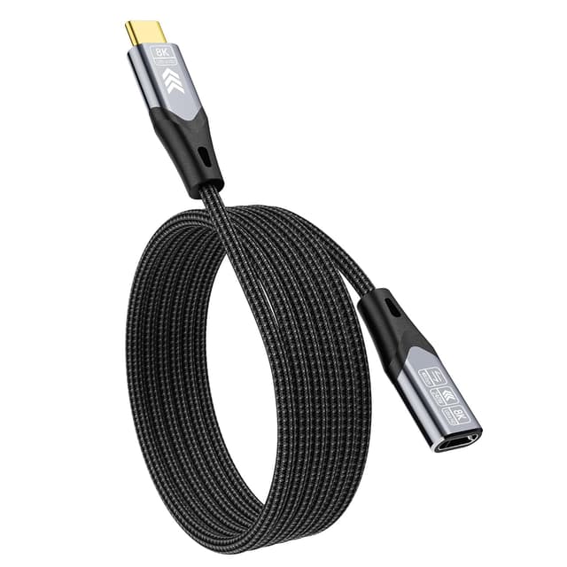 Detalle de USBC Kabel Verlängerung kompatibel mit Thunderbolt 4 (USB 4/USB 4.8K@60Hz, 40 Gbps, 240 W, 1 m) – USB-C Stecker auf Buchse