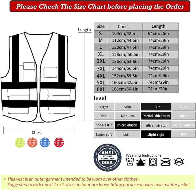 Detalle 1 de GKOB Hi Vis Vests for Women Men with Reflective Strips, Zipper Front & Pockets
