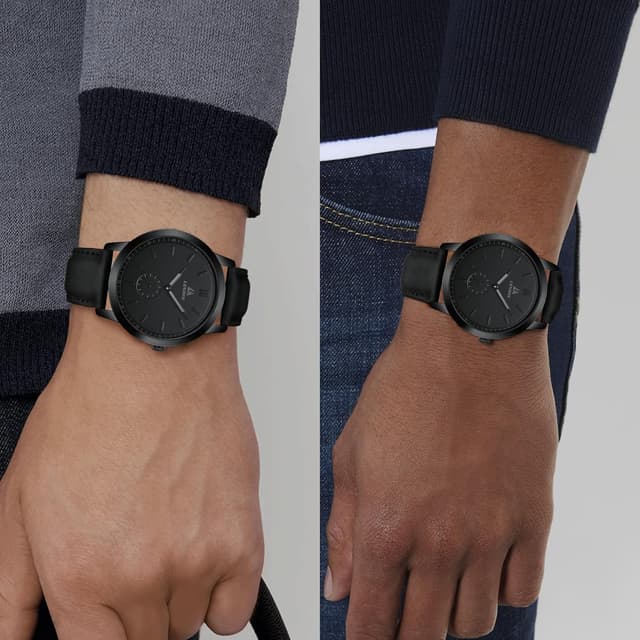 Detalle 2 de LN LENQIN Herren-Armbanduhr mit Lederband, analoges Quarzwerk und 3 ATM Wasserschutz