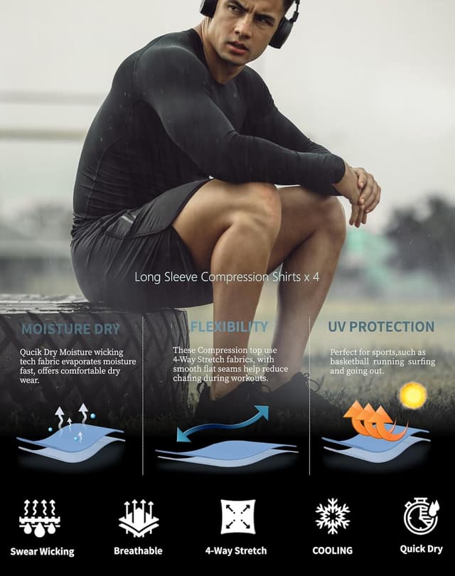 Thumbnail 5 de Compression Shirts 5-Pack Long Sleeve Base Layer