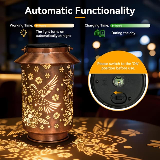 Detalle de Hopexy Hummingbird Solar Lantern Outdoor Hanging Lights (2 Pack)