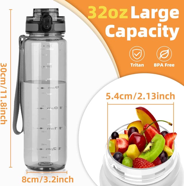 Detalle de Sports water bottle 1L with time marks