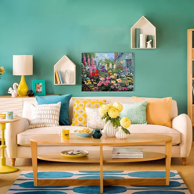 Detalle 2 de GOUGOUFAFA Flowers Paint by Numbers Kit (16 x 20 inch) for Adults