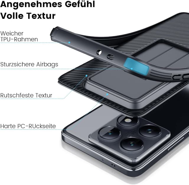 Detalle de Nillkin CamShield Pro Hülle für Xiaomi 14T mit Kamera-Schutz und Slide-Cover (TPU+CP) – schwarz