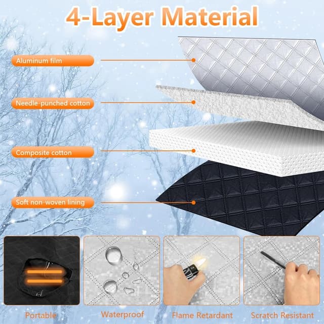 Detalle de Alaoo Copri Parabrezza antighiaccio e antigrandine con corda elastica (145×228 cm)