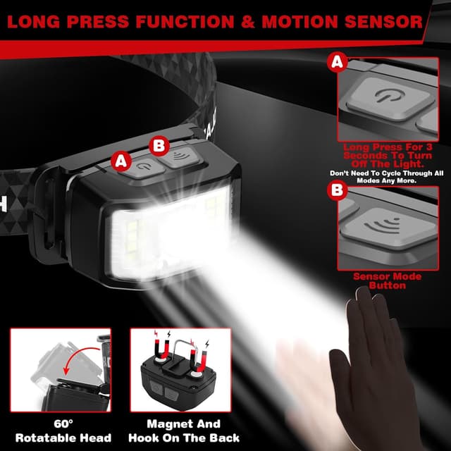 Detalle 2 de Aaizplz Linterna frontal 2000 lúmenes