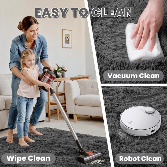 Thumbnail 5 de Ultra Soft 8x10 Grey Shag Area Rug