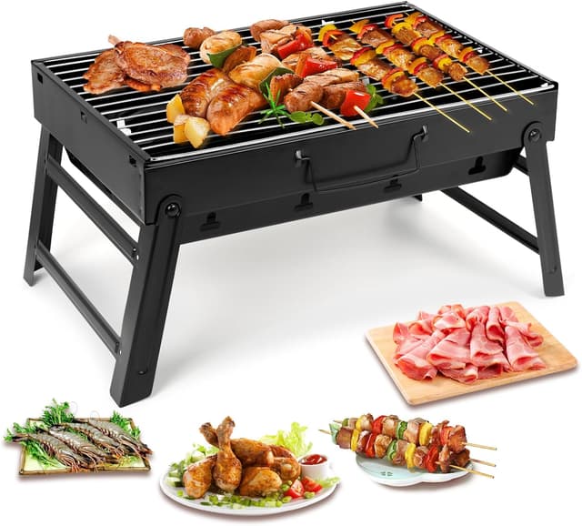 Detalle de Uten Barbecue portable à charbon pliable pour 4 à 6 personnes, grille en inox
