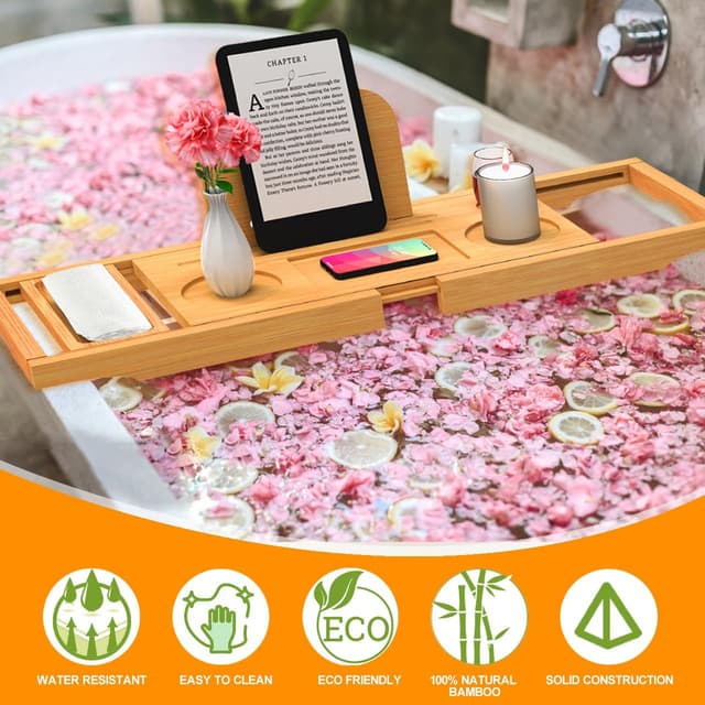 Thumbnail 4 de Premium Bamboo Bathtub Tray 27.5–35.4 in
