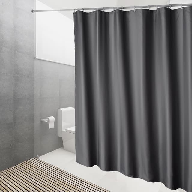 Thumbnail 6 de DUFU Rideau de douche séchage rapide 180 x 200 cm gris foncé (polyester imperméable, semi-transparent) avec 12 crochets
