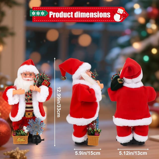 Thumbnail 2 de Figurine Père Noël musique bras mobiles 33×15×13 cm