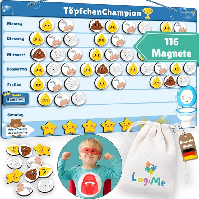 Detalle de LogiMe Töpfchentraining mit 116 Magneten – Belohnungssystem für Kleinkinder