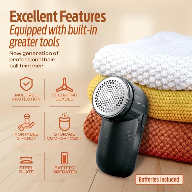 Thumbnail 6 de PORTENTUM Quitapelusas eléctrico con cuchillas de acero inoxidable