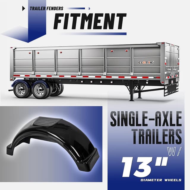 Detalle 2 de ECOTRIC 2-Pack Trailer Fenders with Steps for Single-Axle Trailers (Black, Fits 13" Wheels)