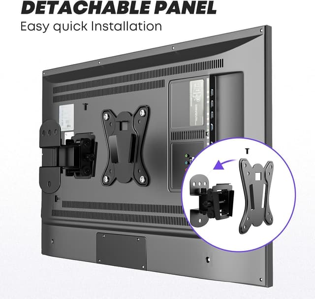 Detalle 2 de PUTORSEN 13–30 inch TV Wall Bracket (Tilt Swivel) for LCD/LED TVs & Monitors, VESA 75x75/100x100, up to 55lbs, Black