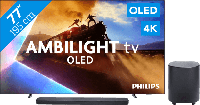 Detalle de Philips Ambilight 77 Zoll OLED760 4K (2025) + JBL Bar 800 M2 Schwarz: TV-Set mit Surround-Sound