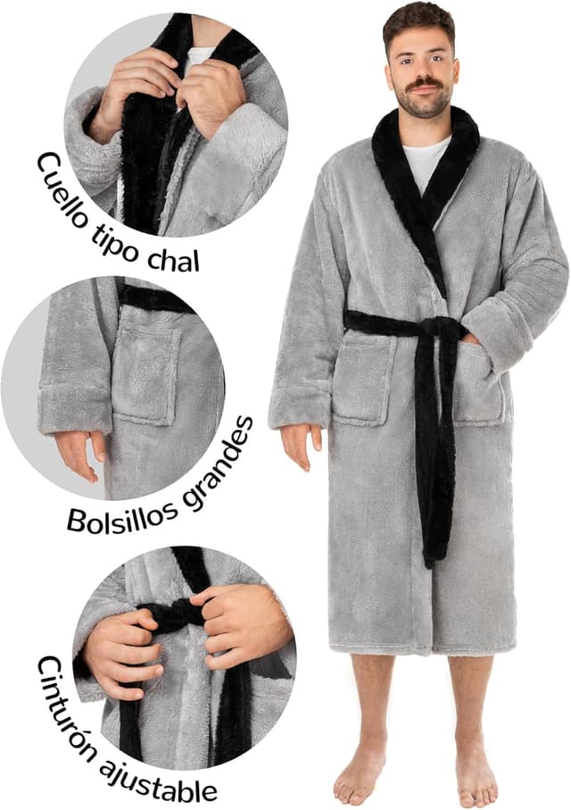 Detalle 2 de LEBENGOOD Bata Hombre Invierno Bata