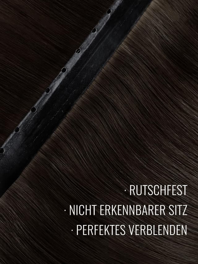 Detalle de Fshine Echthaar Tressen Extensions Dunkelbraun (Butterfly Weft) – 40 cm, 80 g
