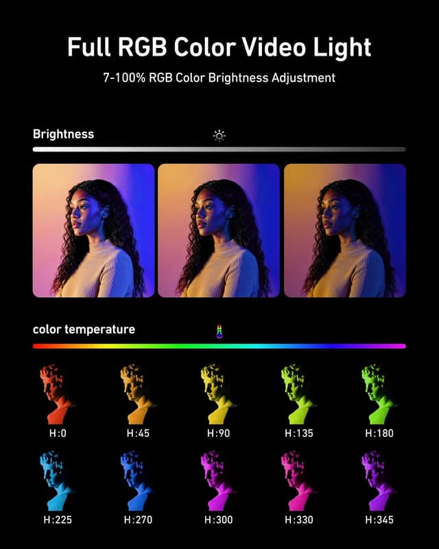 Detalle 2 de TELESIN Magnetic RGB Video Light with cold shoe mount (CRI 95+, 2700–7500K)