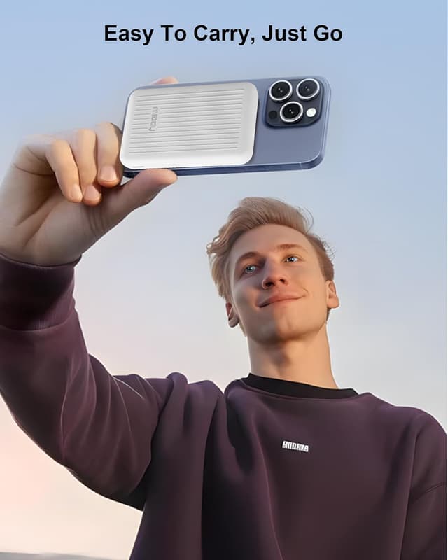 Detalle 2 de Miady 2-Pack Ultra Slim Magnetic Wireless Power Bank (5000mAh) with pass-through charging