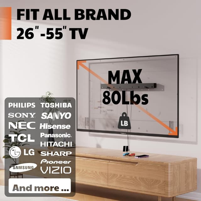 Detalle 2 de AENTGIU Studless TV Wall Mount 26-55 inch