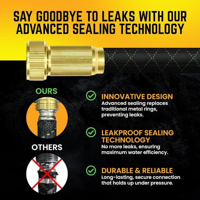 Detalle de PowerFlow Garden Hose (Non-Expandable) 25 Feet Stainless Steel Metal Water Hose + Bonus 10-Way Spray Nozzle