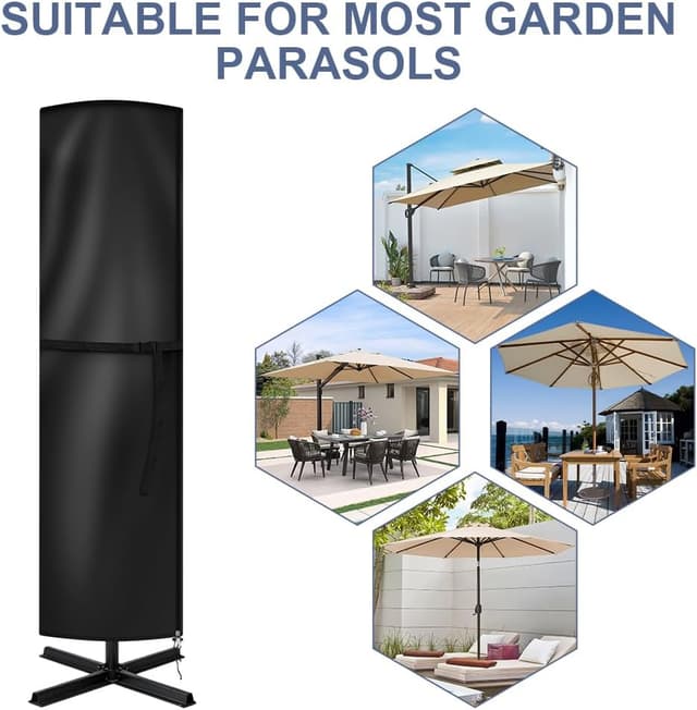 Detalle de Housse de parasol droit AOOWU en tissu Oxford 210D imperméable, avec fermeture éclair