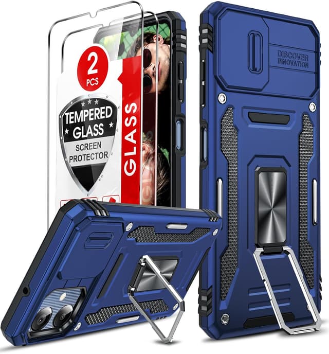 Detalle de LeYi Galaxy A06 phone case with kickstand