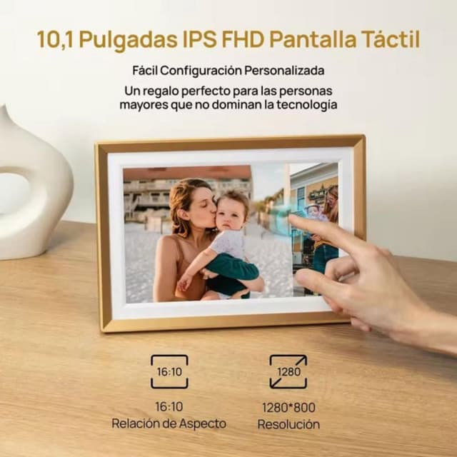 Detalle 2 de Arzopa Marco digital de 10,1" IPS con WiFi y almacenamiento en nube ilimitado