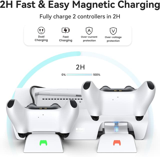 Detalle de KIWI design D3 Cooling Station for PS5 Slim (2023) — press-and-pull charging stand with RGB