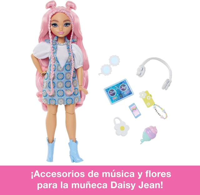 Detalle 1 de Barbie Dream Besties Daisy Jean 🎤 Muñeca moda con accesorios