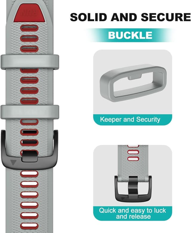 Detalle 2 de OVERSTEP 22mm replacement strap (soft silicone) for Forerunner 265 and compatible sports watches