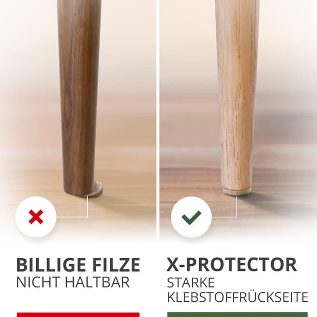Detalle de X-Protector Filzgleiter selbstklebend 181 Stück (Beige) – Bodenschoner für Stühle und harte Böden