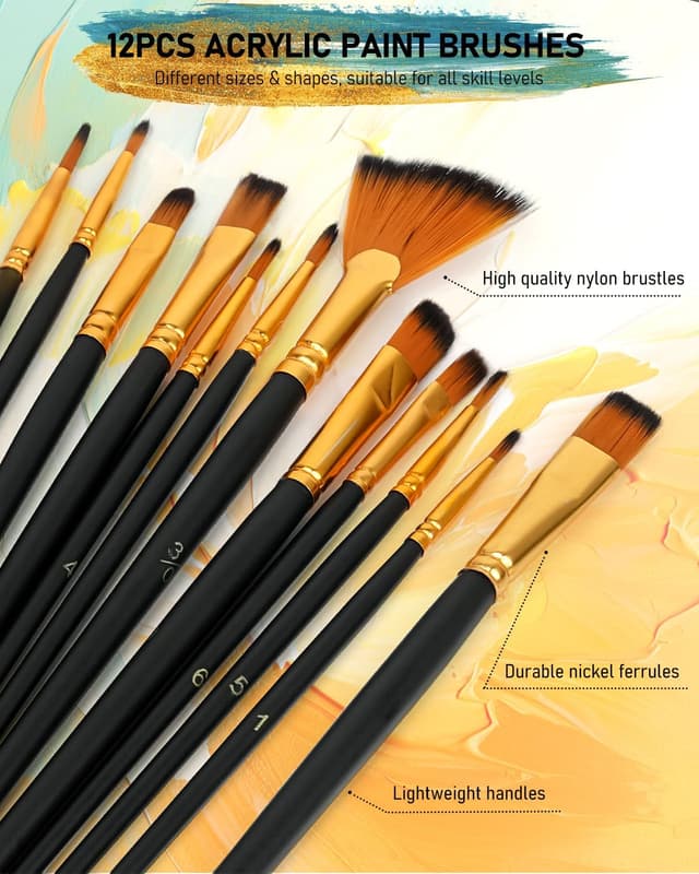 Thumbnail 4 de Nicpro Pintura Acrílica con 24 Colores y 12 Pinceles 🎨