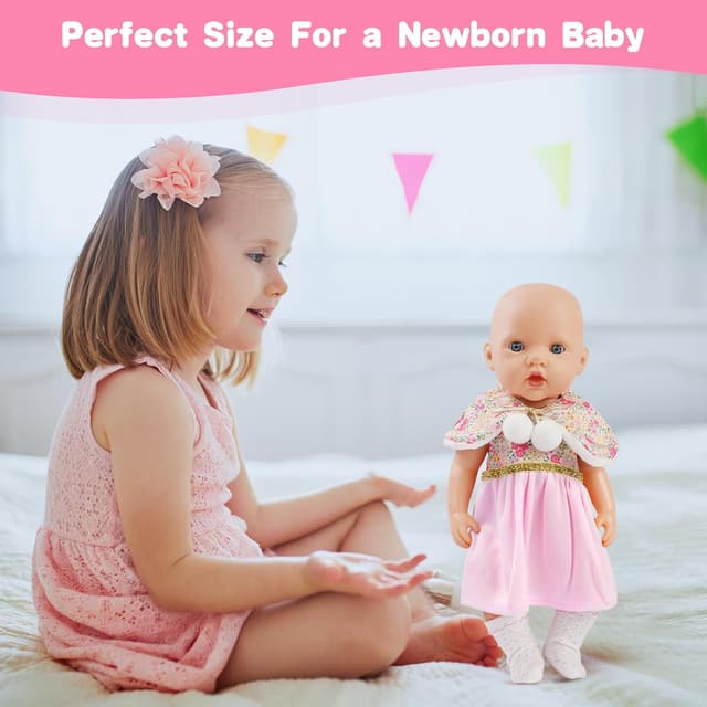 Thumbnail 6 de Aolso set di vestiti per bambole New Born Baby Doll, 35–45 cm (con cappello), confezione da 4 serie Coniglio