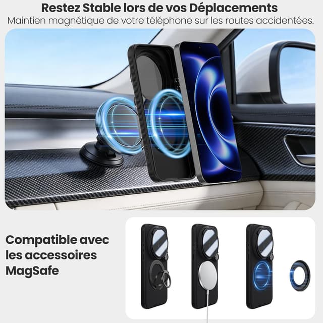 Detalle de Coque magnétique Nillkin pour Xiaomi 17 Ultra (6,9 pouces) avec support photo et compatibilité MagSafe — Noir