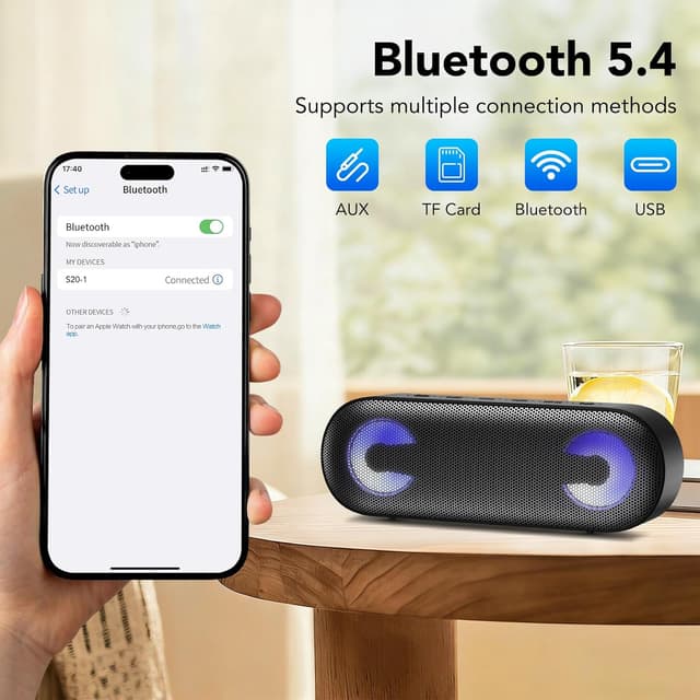 Thumbnail 6 de IKT Portable Bluetooth Speaker with Lights (BT 5.4, IPX7) for Home, Party & Outdoor