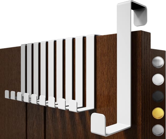 Thumbnail 6 de 4smile Appendiabiti da porta in argento, set da 4 ganci in acciaio inox con fissaggio flessibile