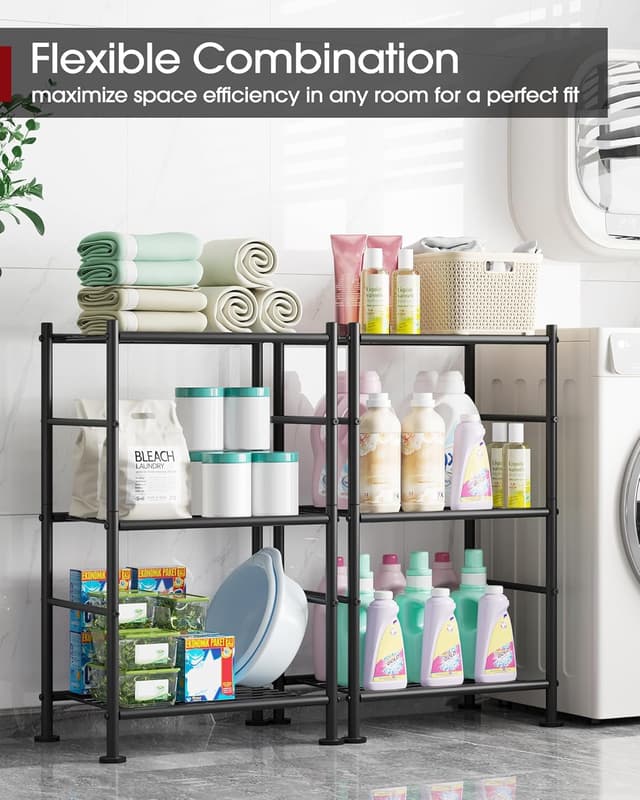 Detalle de Sakugi 3-Tier Storage Shelves (18" x 12" x 30") — Metal Garage Shelf Organizer with Adjustable Leveling Feet